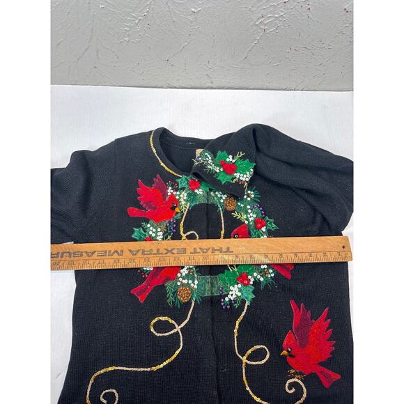 Design Options Philip Jane Gordon Womens Cardigan Cardinals Wreath Ramie Small‎ - Picture 8 of 8